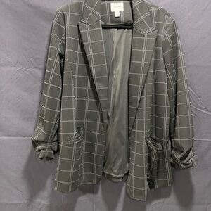 Nine West Charcoal Checkered Blazer